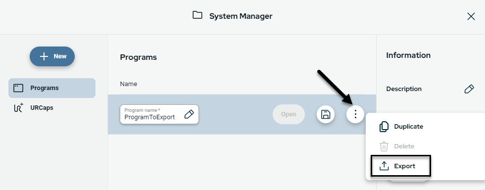 Export PolyScope X Program