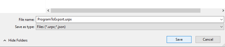 Save exported PolyScope X Program