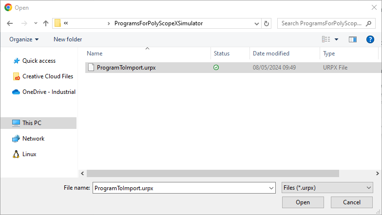 Save exported PolyScope X Program