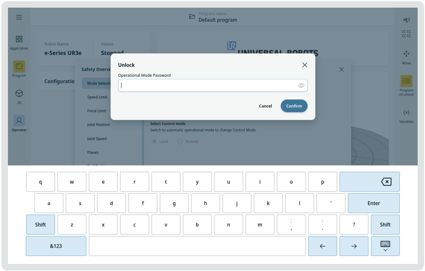 Operator password