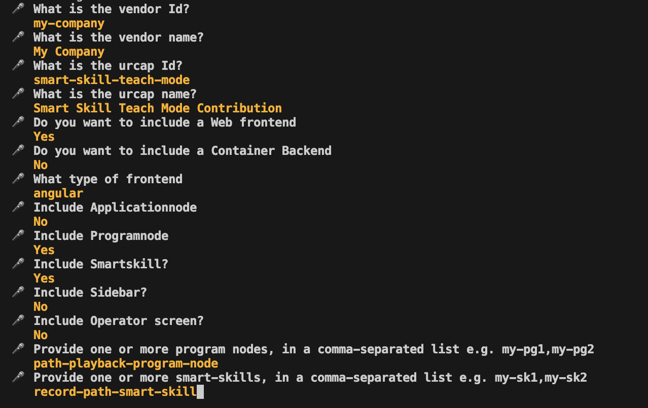 URCap Generator teach mode configuration