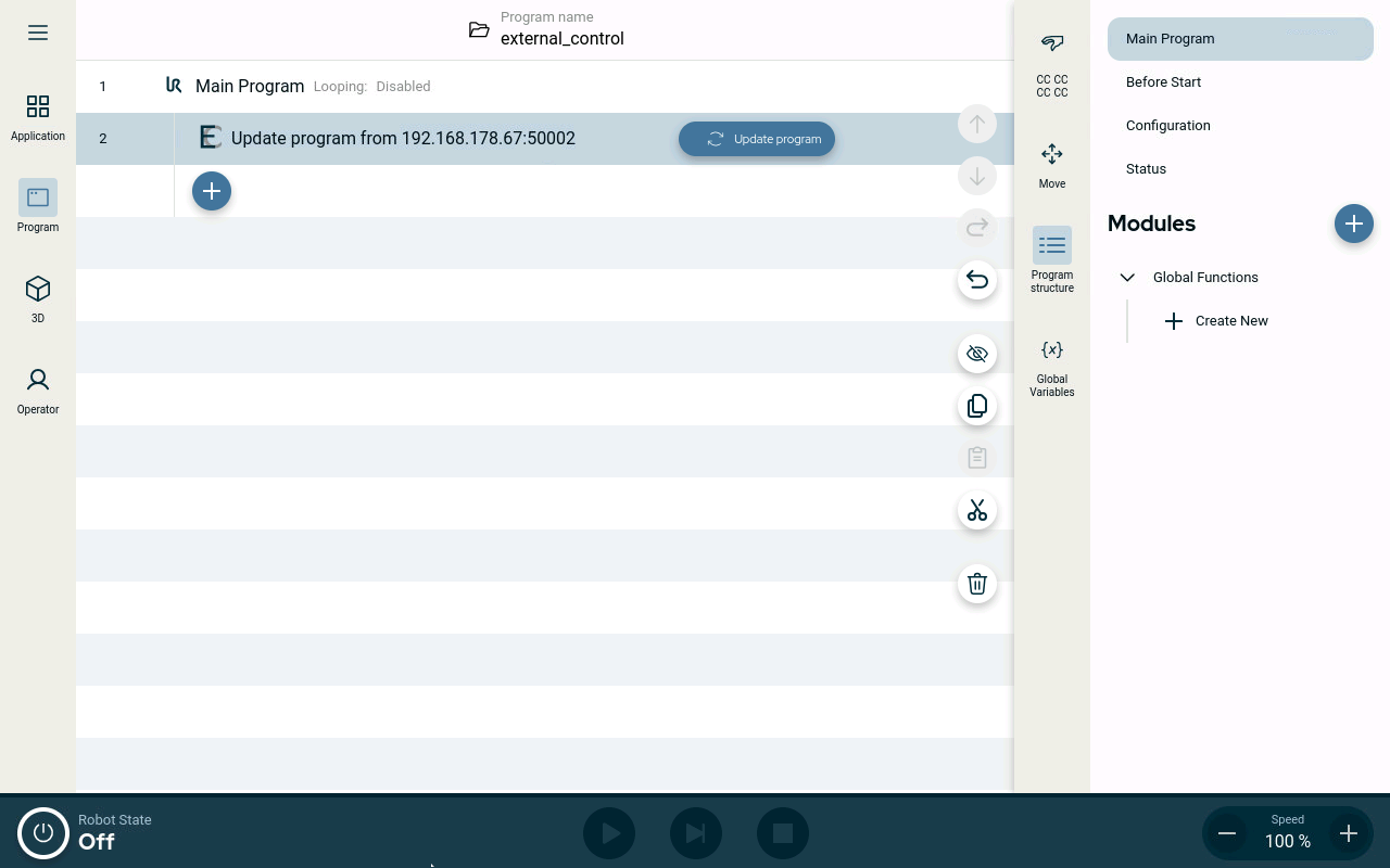 Program view of external control