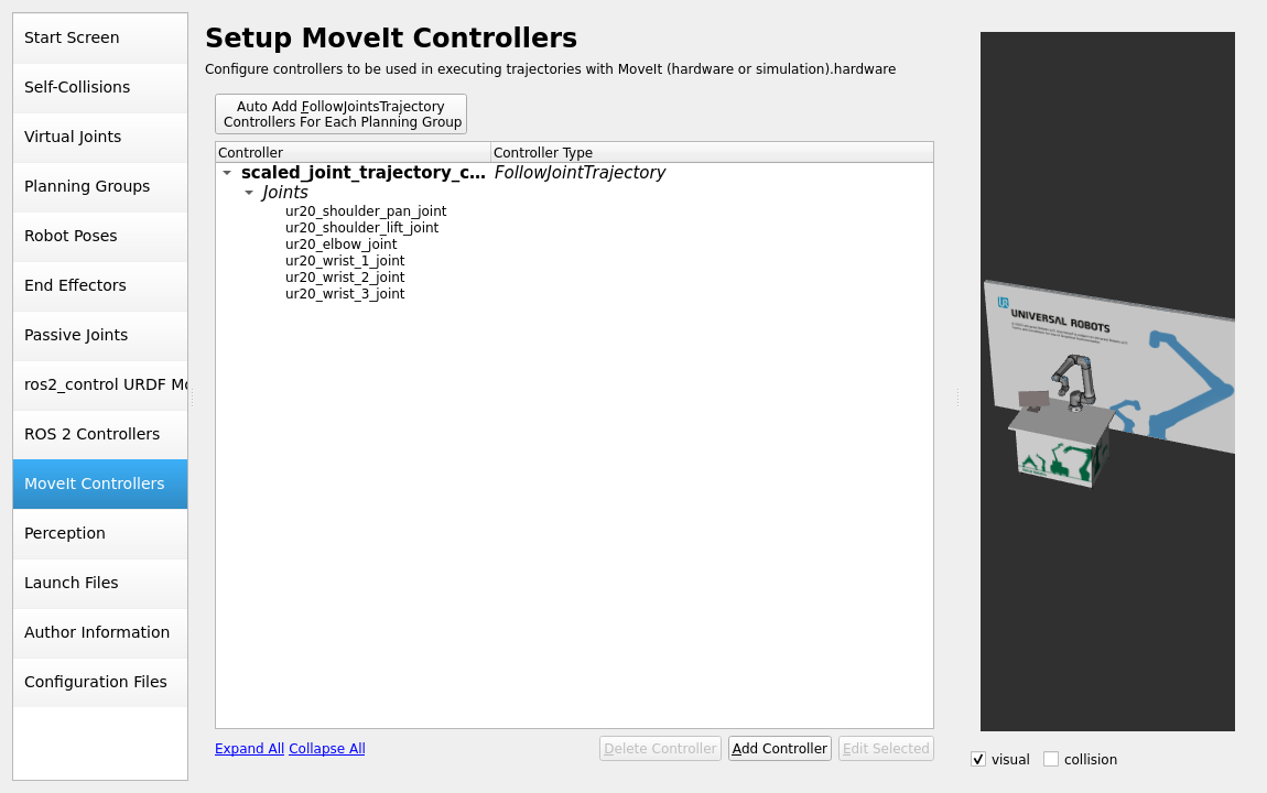 MoveIt! coontrollers configuration