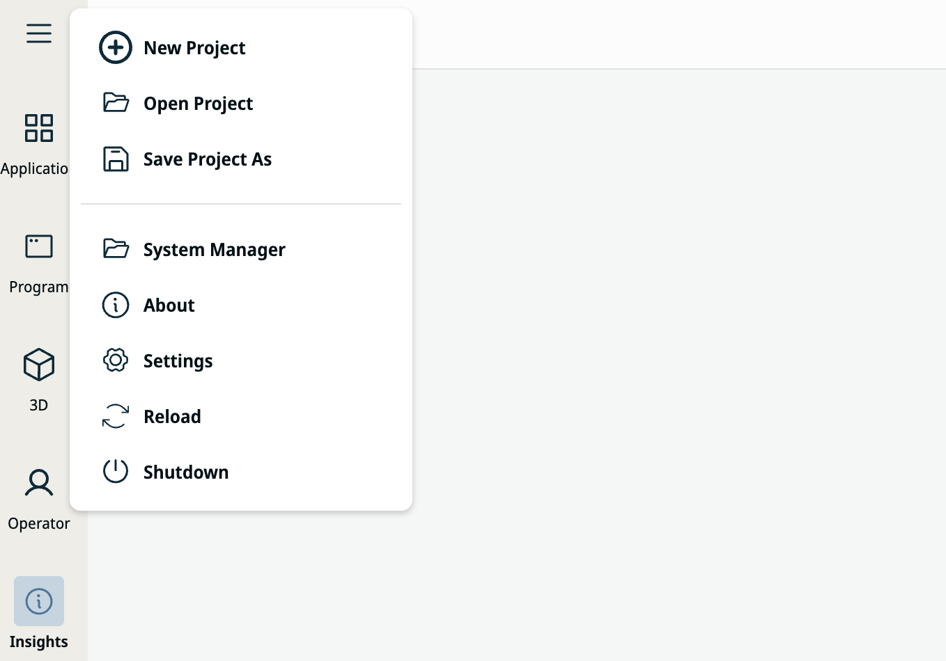 Hamburger menu options