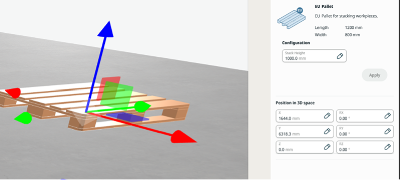 Visualization and properties of an EU pallet