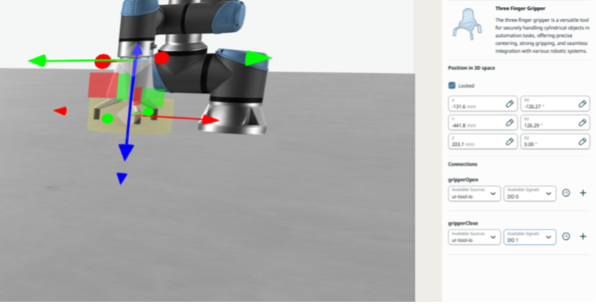 Visualization and properties of a 3 Finger Gripper