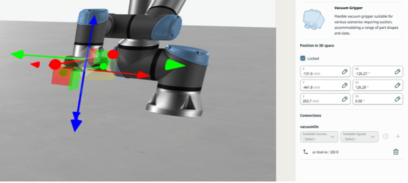 Visualization and properties of a vacuum gripper