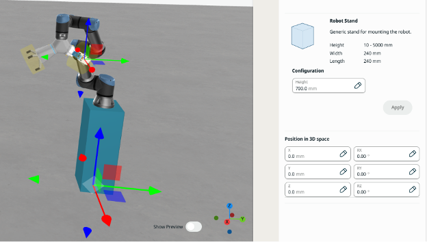 Robot stand panel and visualization
