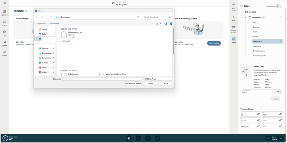 Open Project Dialog